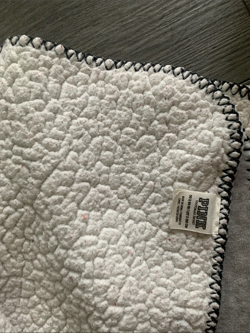 Victoria secret pink grey blanket 50x60” - Picture 3 of 3